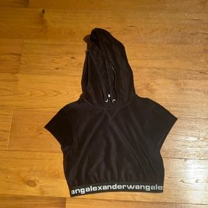 ALEXANDER WANG VELOUR BLACK CROP TOP